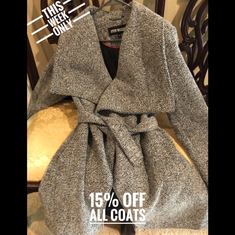 Steve Madden wool coat big lapel warm